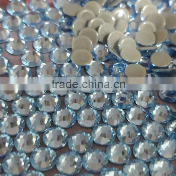 China Top Quality Ss20 Aquamarine Color Hot Fix Rhinestone Dmc Super Shine Hot Fix Stone Whosale Big Promotion Rhinestone Hot fi