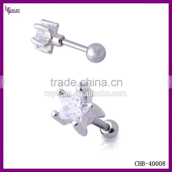 Fashion Stainless Steel Cubic Zirconia Ear Piercing Rings photo-2