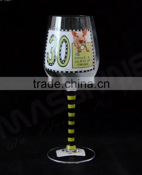 Wine Glass For Celebration With Decal Paper