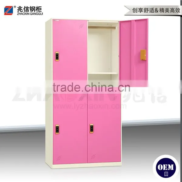 4-door Employee Steel Locker Stainless Metal Office Locker Furniture kd Structure Clothes Locker With Electronic Lock
