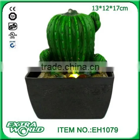 Polyresin Mini Tabletop Water Fountain Indoor Cactus Style Fountain photo-3
