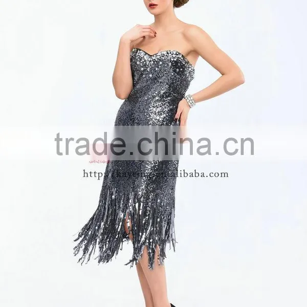 Off Shoulder Sexy Back Open Heavy Sequins Beaded Short Celebrity Dress 2014 photo-2