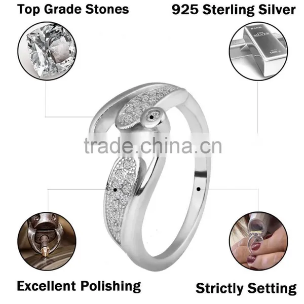 2015 Fashion 925 Sterling Silver Ring Micro Zircon Pave Setting s Letter Ring photo-2