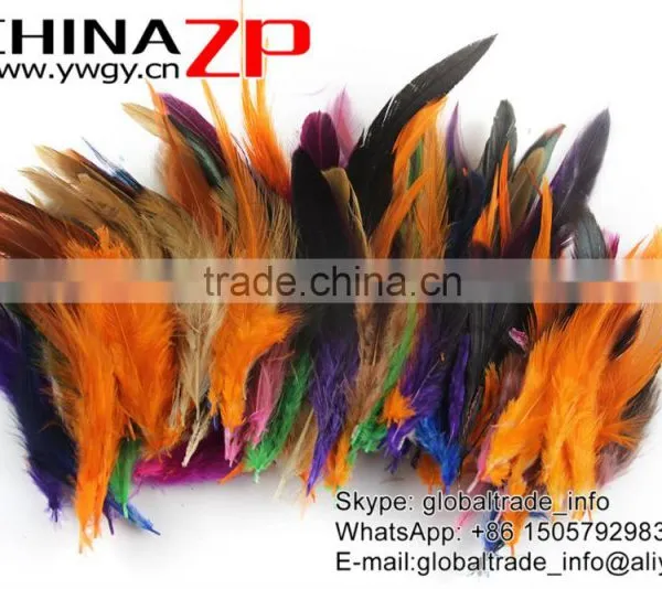 Top Supplier ZPDECOR Good Quality Colored Mix Colors Chicken Half Bronze Rooster Schlappen Feathers for Decoration photo-2