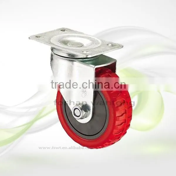 4 Inch Threaded Rod With Double Brake Swivel Industrial Pu Caster Wheel photo-4