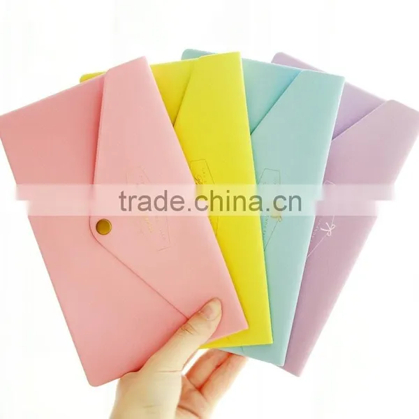 Cheap Wholesale Candy Color Pvc Multifunction Pencil Case With Button photo-4