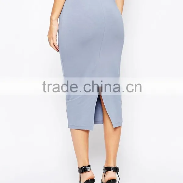 Mature Lady Midi Pencil Skirt Jersey Stretched Maxi Skirt photo-2