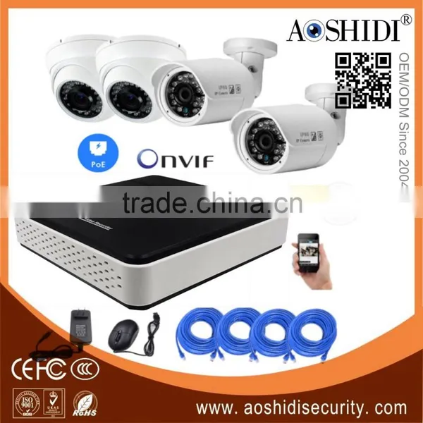 Aoshidi HD 4 Channel 2 Megapixel POE Onvif IP CCTV Cam Kits,4CH 1080P Network 3G Home Security Camera System