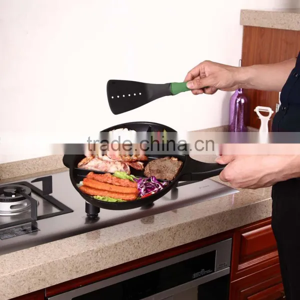 4 Section Round Egg Skillet Divided Master Aluminium Fry Cooking Grill Non Stick Pan photo-2
