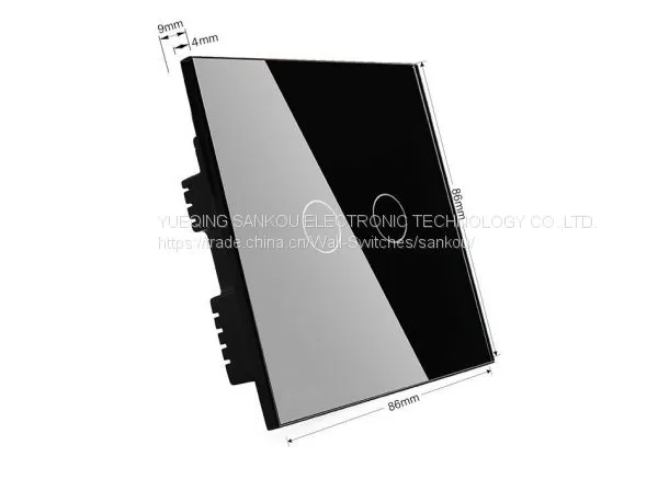 UK Standard Two Gang One Way Crystal Glass Panel Touch Light Switch,110V/250V Wall Switch photo-3