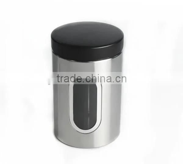 Kitchen Stainless Steel Coffee Jar With Window Show photo-6