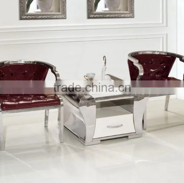D362 Stainless Steel Base Artificial Square Marble Side Table photo-2