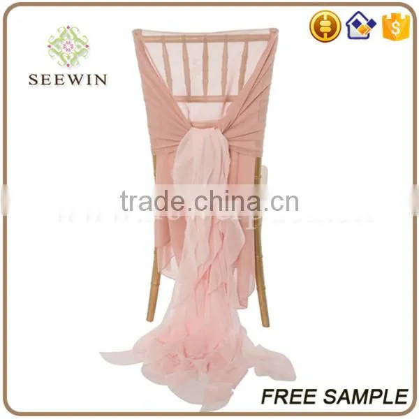 Chiffon Ruffled Willow Chair Sash Us. photo-6