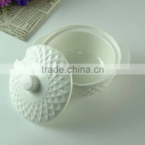Stocked White Porcelain Soup Tureen With Porcelain Lid and Heat Resistance Handles Cooking Tureen for Home Use photo-2