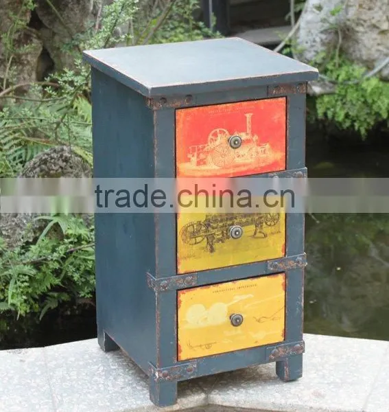 Competitive Price Antique Bedstand, Blue Wooden Bedstand