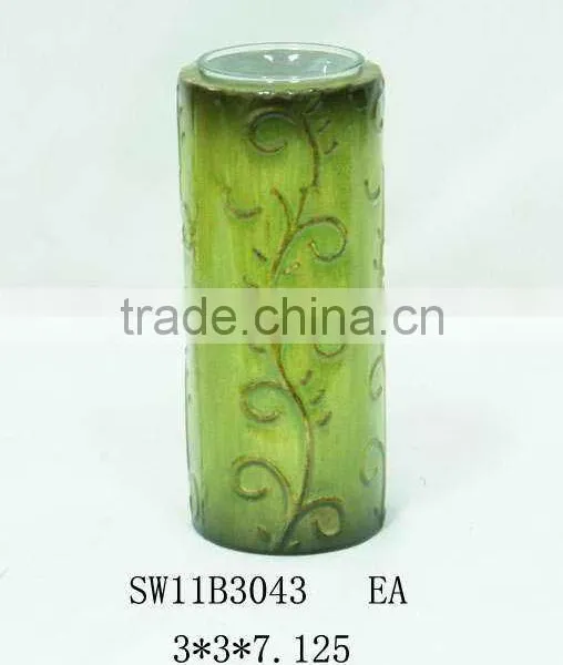 Green Agate Metal Painted Pillar Candle Holder