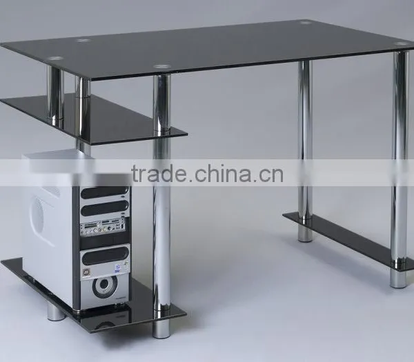 Metal Frame Design Modern Glass Computer Table photo-6