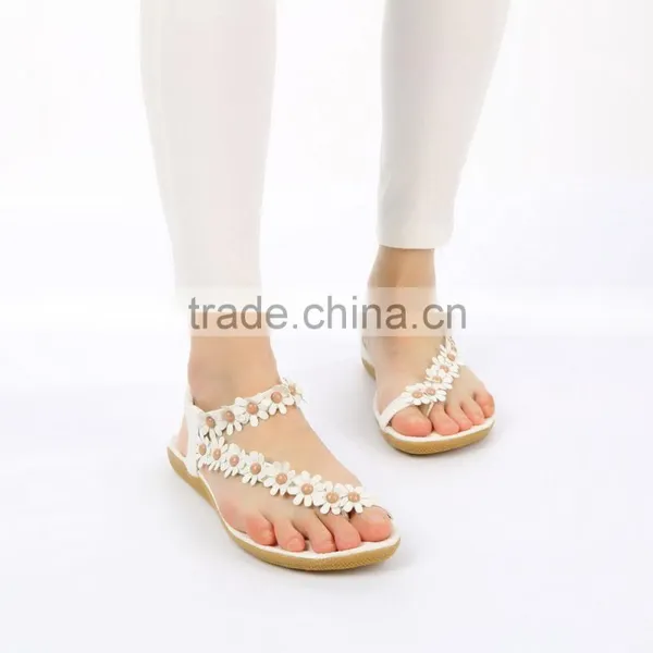2016 Summer Sandals Fashion Girls Flat Sandals Women Bohemia Floral Beach Sandals Slippers Flip Flops Sweet Style Flower