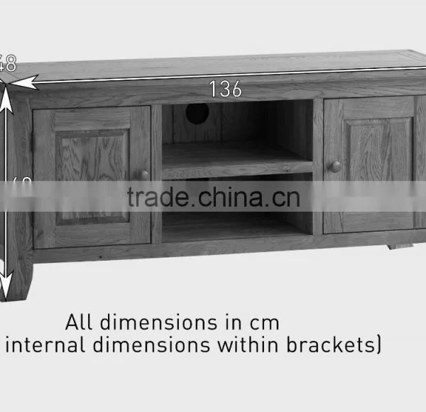 Rustic Oak Wood TV Unit With 2 Doors With Good Design and 100% Solid Oak Wood Furniture photo-5