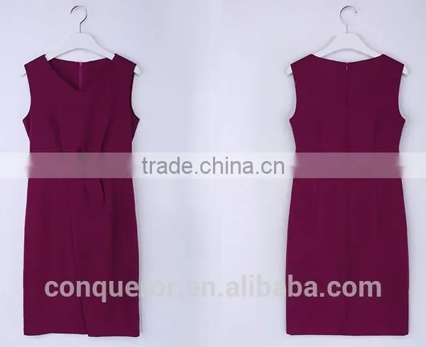 Slim Fit Office Ladies Formal Dress Sleeveless Dress photo-4