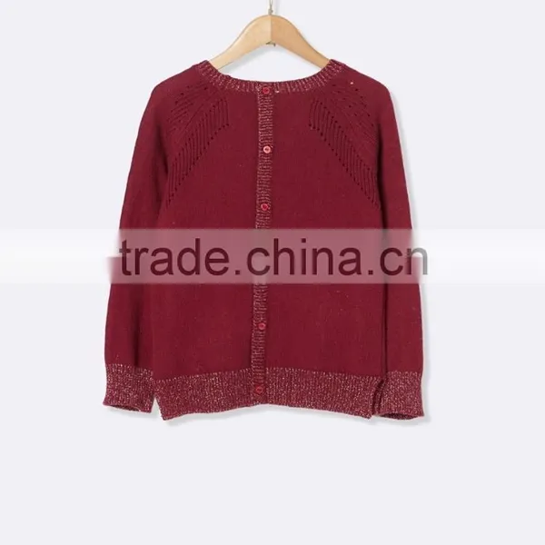 High Quality Patch Pocket Mock Button Girl's Patterned Knit Sweater (BKNB33) photo-2