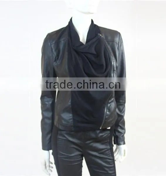 Leather Jacket for Women High Quality Feather PU Down Coat for Women photo-2
