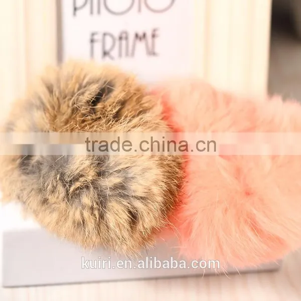Real Rex Rabbit Fur Elastic Hair Bands Hair Bands Elastic Ties Ponytail Holder Hair Accessories for Women photo-3