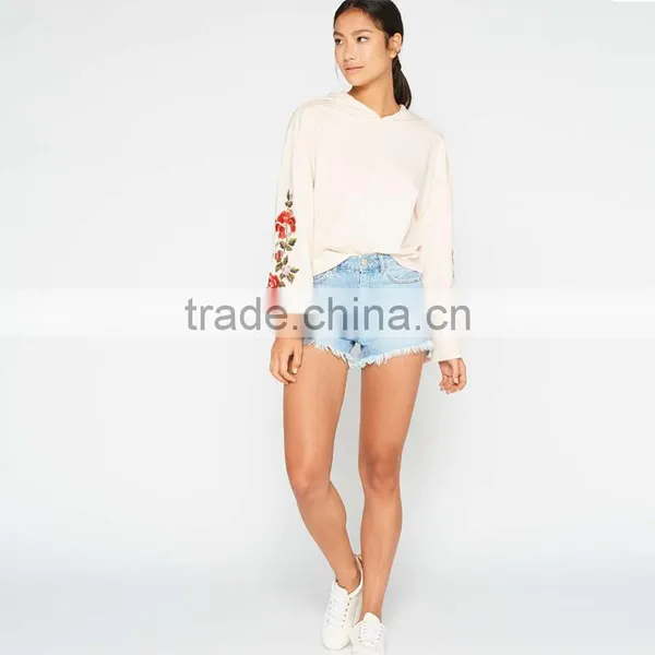 Relaxed Fit Cotton Clothing Kimono Sleeve Embroidered Hoodie for Women photo-4