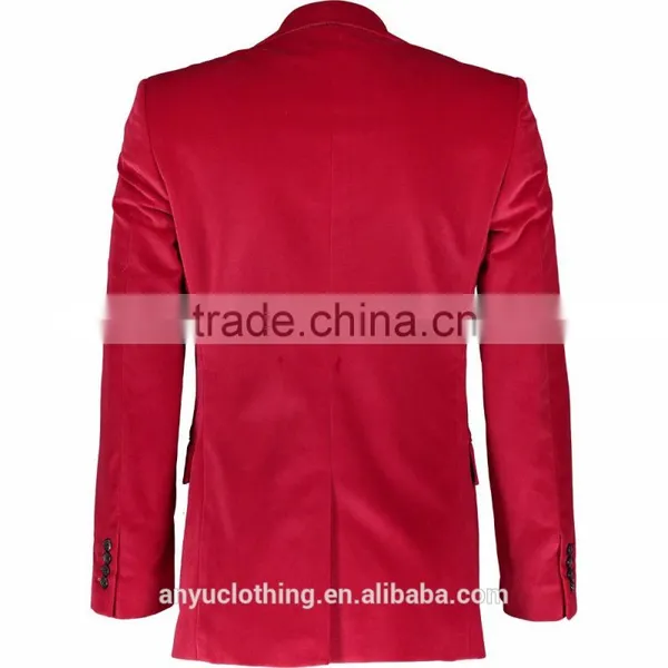 2017 Fashion Premium Quality Red Velvet Slim Fit Blazer for Men photo-2