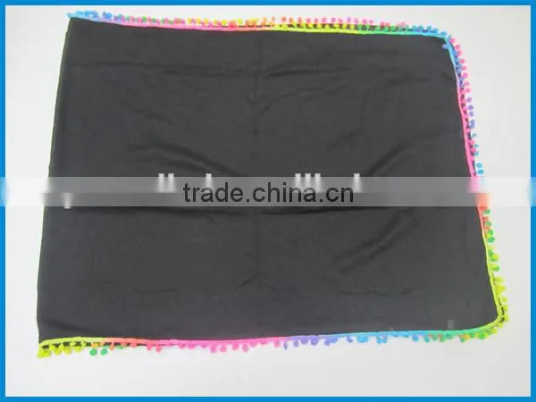 Turkey Hot Selling Lady's Fashion Long Plain Color Scarf With Rainbow Ball photo-3