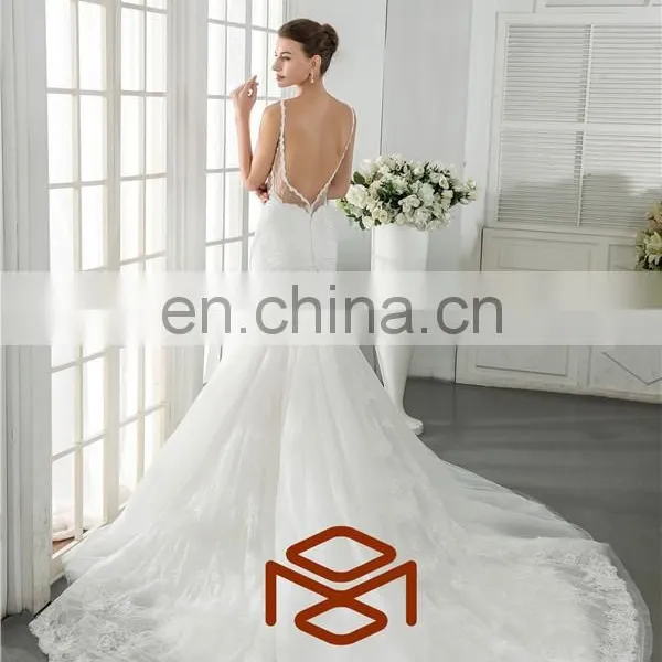 HMY-S159 Real Model Customized Sexy Jerset Knit Back See Through Corset Lace Bodice Mermaid Wedding Dress 2015 photo-6