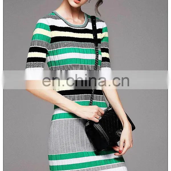 Ladies High Quality Stylish Stripe Dress Half Sleeve Spring New Dress photo-4