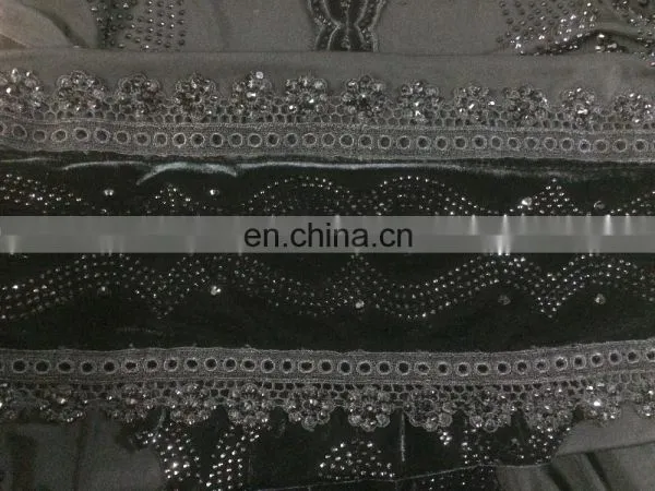 Lycra(Stretchable) & Velvet Burkha With Black Diamond Stone Work / Burkha for Casual Daily Work Wear photo-4