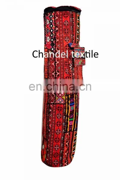 Indian Handmade Bag Cross Body Purse Banjara Style Yoga Bag Yoga Met Bag Ethnic Hand Embroidered Vintage Yoga Mat Bag Old Fabric photo-3