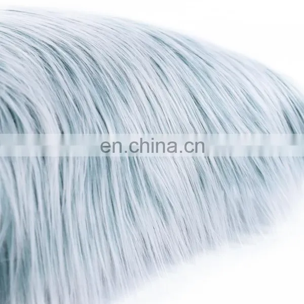 Repreve 100% Polyester Latest Design Luxurious Fashion Blue Mongolian Long Hair Long Fur Cushion for Home Decor photo-3