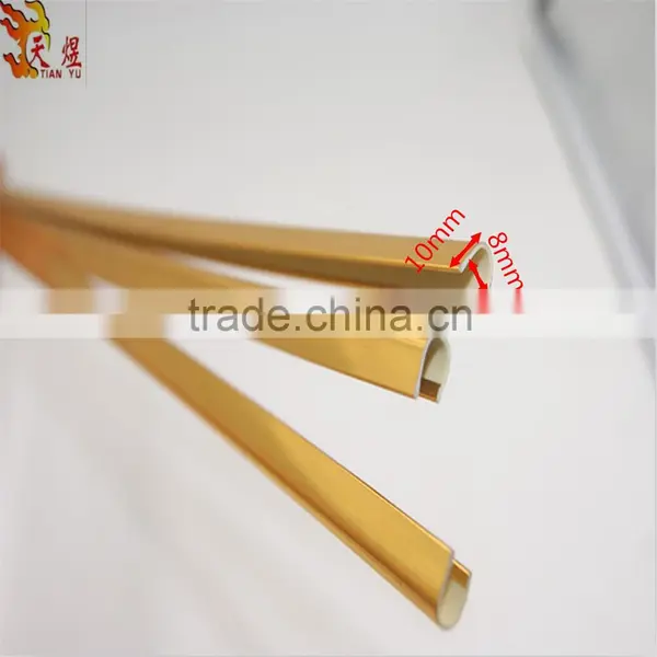 Best Quality Factory Sell 8mm Width Aluminum Shiny Color Pvc Plastic u Trim Strip Profile