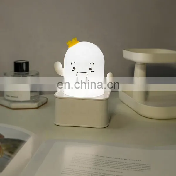 New Design Kid Night Light Rechargeable Silicone Led Baby Silicone Cactus Cartoon Night Light Lamp photo-3