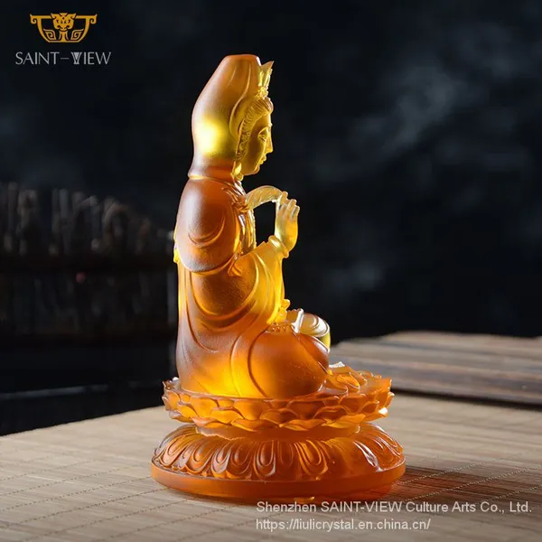 2022 Latest New Design Crystal Art Liuli Kwan Yin Female Buddha Statue Accept Custom Size photo-3