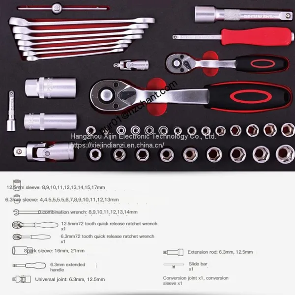 Socket Set Portable Ratchet Wrench Jack Auto Repair Tool Box photo-2