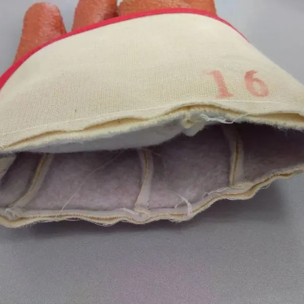 Heavy Duty Safety Cuff Cotton Jersey Liner Rough Sandy Orange PVC Coated Gloves photo-5