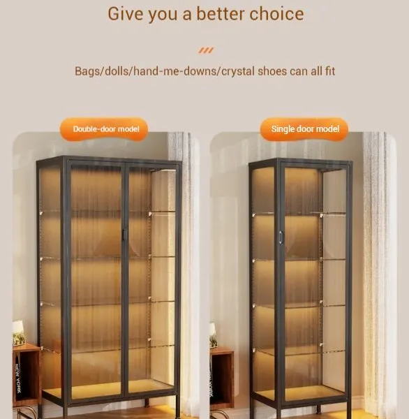 Tempered Glass Display Cabinet With Stainless Steel Lock for Wine Collection Storage
