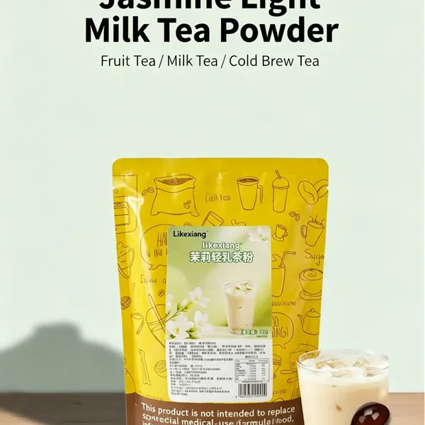 1KG Jasmine Light Milk Tea Powder Instant Premix, Rich Jasmine Aroma, For Bubble Tea Shop, Home Drinking, OEM & Private Label Available