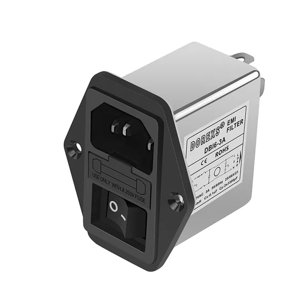 DBI6 IEC Inlet EMI Filter 1A 3A 6A 10A 250V AC Compact Fused Power Entry RFI Noise Filter with Switch Options for Industrial Electronics | DOREXS