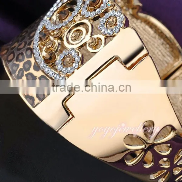 New Products 2016 Cuff Bracelet Leopard Design Crystal Gold Filled Buckle Bangle photo-4