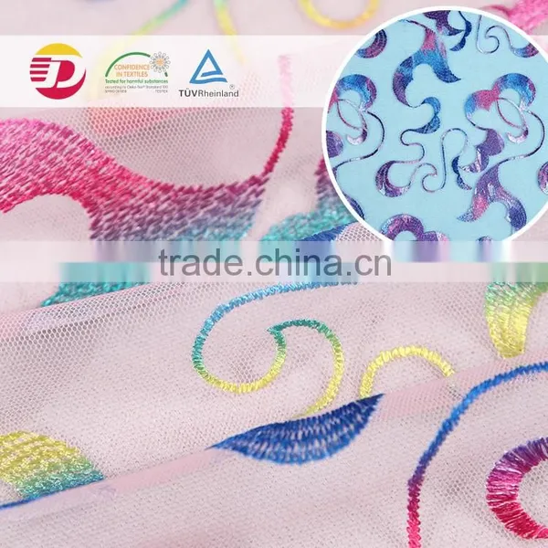 Nylon Polyester Tulle Lace Indian Block Print Fabric With High Quality photo-3