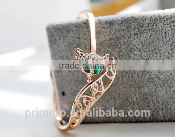 Genuine Austrian Crystals Gold Plated Fox Bangle Bracelet Jewelry photo-6
