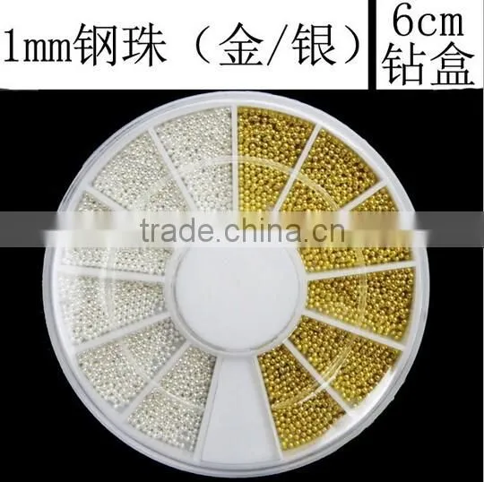 1000pcs Nail Art Gold Silver Beads Decoration Wheel Pack of