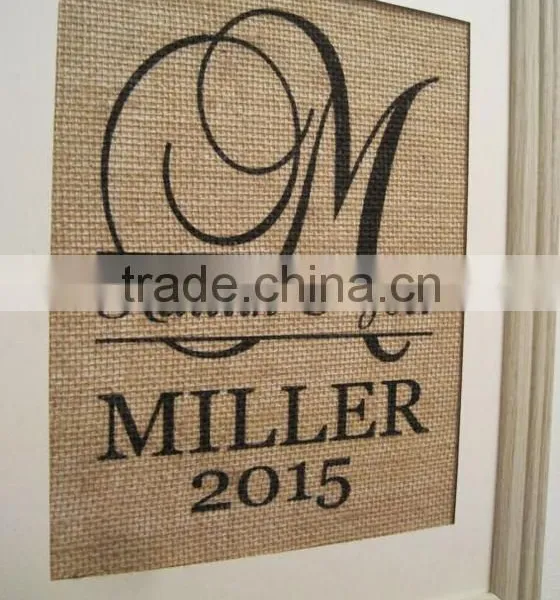 Personalized Monogram Burlap Blank Home and Garden Decoration Flag
