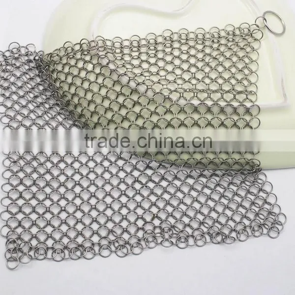 Cleaning Brush Type 8X6 Inch Stainless Steel Finger Cast Chainmail Scrubber Iron Cleaner Quality Choice