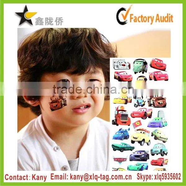 2015 Cute Kids Cartoon Tattoo Sticker, Waterproof Car Tattoo Sticker